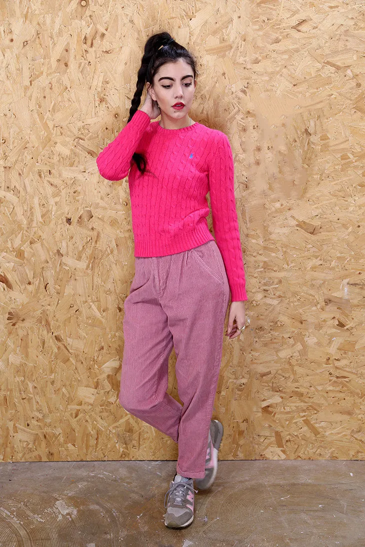 Pink Corduroy Mom Trousers