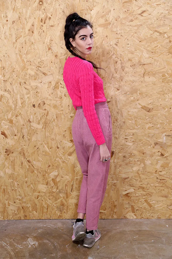 Pink Corduroy Mom Trousers