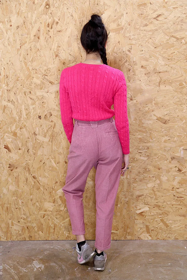 Pink Corduroy Mom Trousers