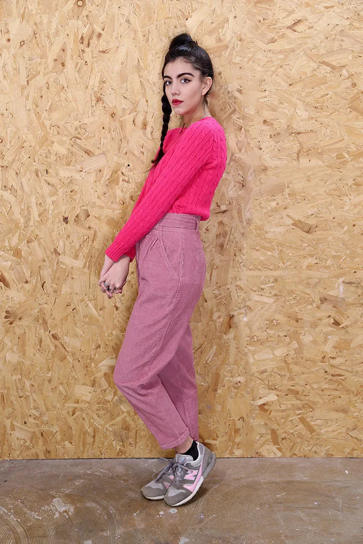 Pink Corduroy Mom Trousers