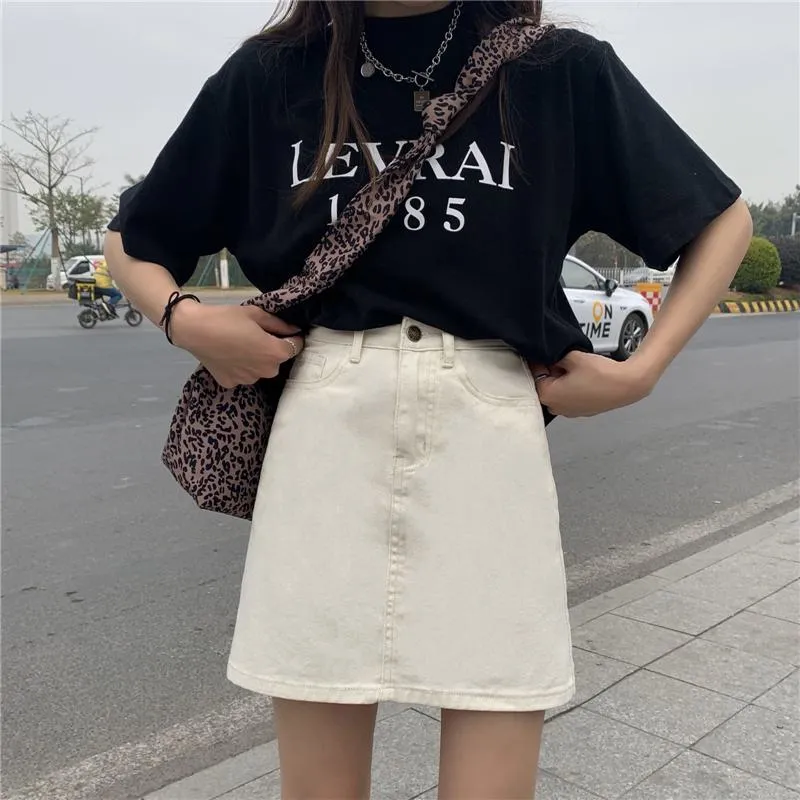 Plus Size High-Waisted Versatile Slimming Bodycon Denim Skirt