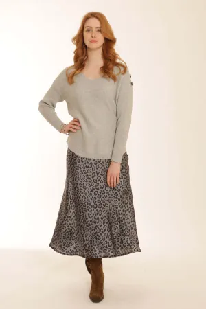 Leopard Satin Mini Skirt by Pomodoro Clothing - Style 42261