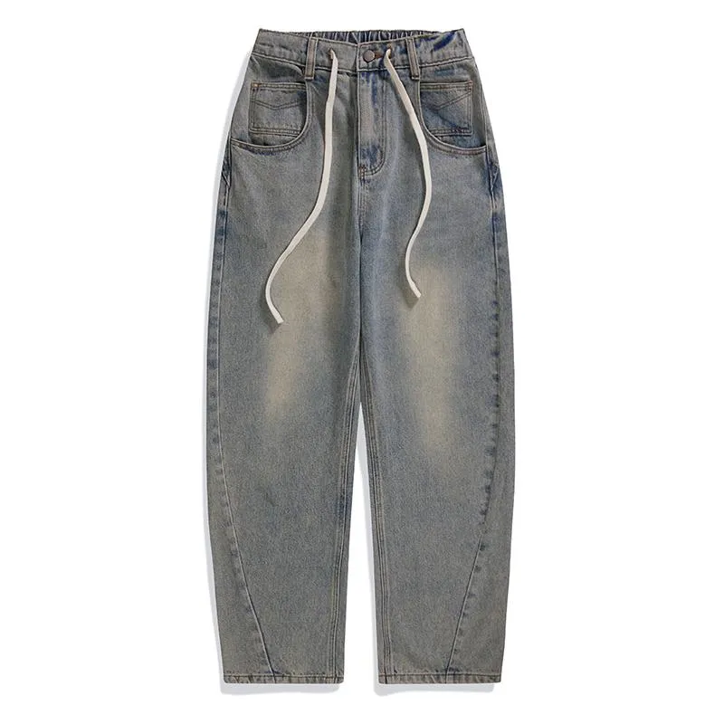 Straight Elastic Waist Straight Leg Casual Loose Fit Classic Jeans