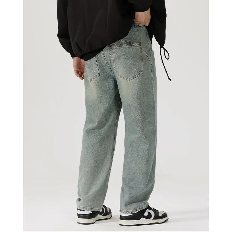 Straight Elastic Waist Straight Leg Casual Loose Fit Classic Jeans