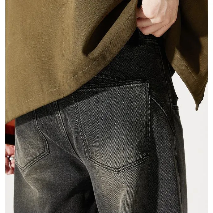 Straight Elastic Waist Straight Leg Casual Loose Fit Classic Jeans
