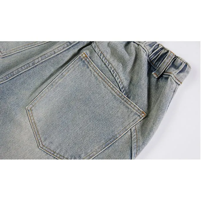 Straight Elastic Waist Straight Leg Casual Loose Fit Classic Jeans