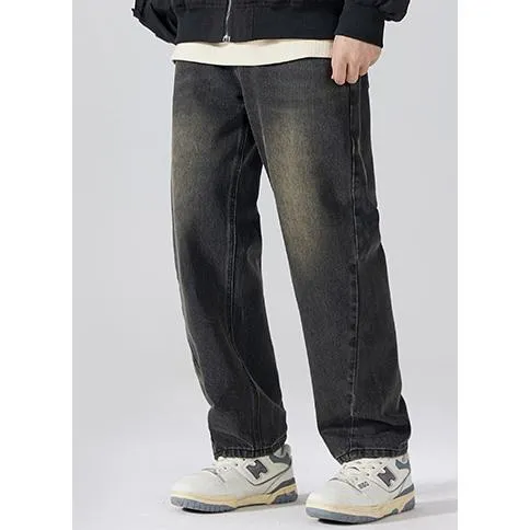 Straight Elastic Waist Straight Leg Casual Loose Fit Classic Jeans