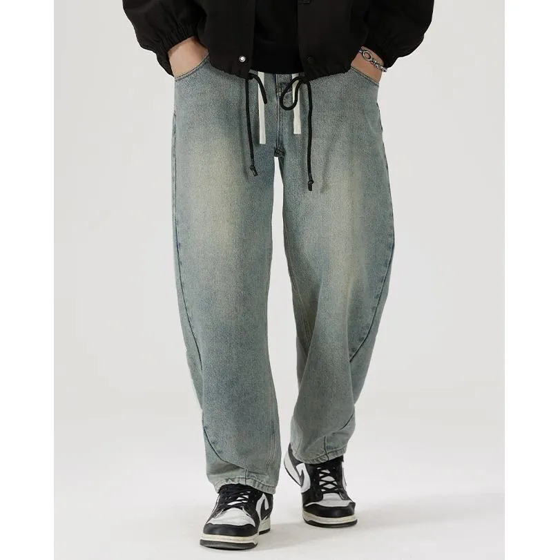 Straight Elastic Waist Straight Leg Casual Loose Fit Classic Jeans