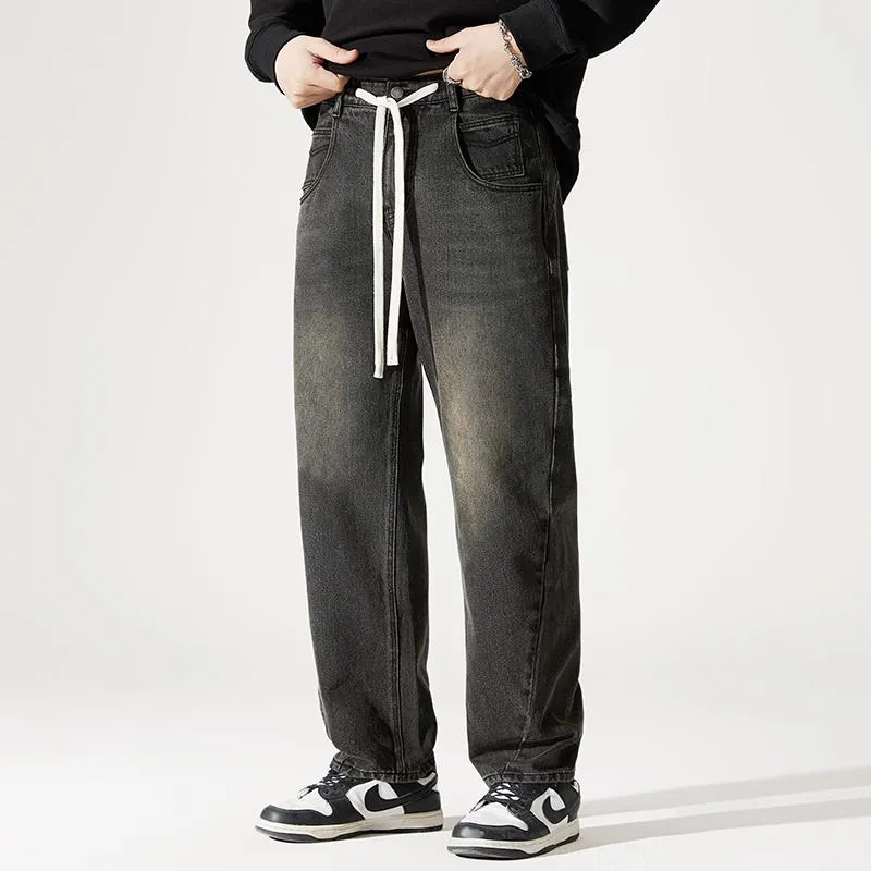 Straight Elastic Waist Straight Leg Casual Loose Fit Classic Jeans