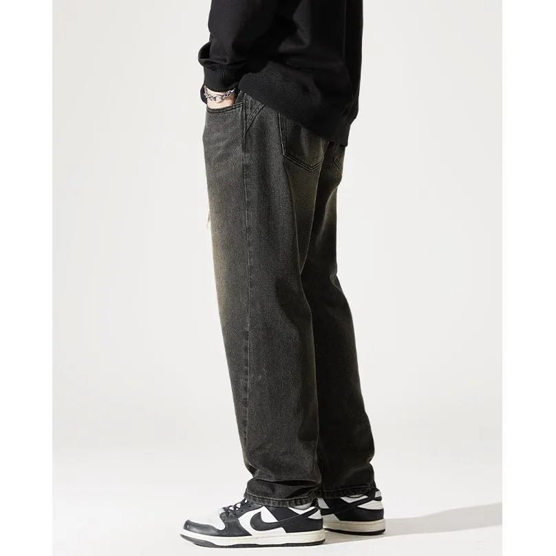 Straight Elastic Waist Straight Leg Casual Loose Fit Classic Jeans