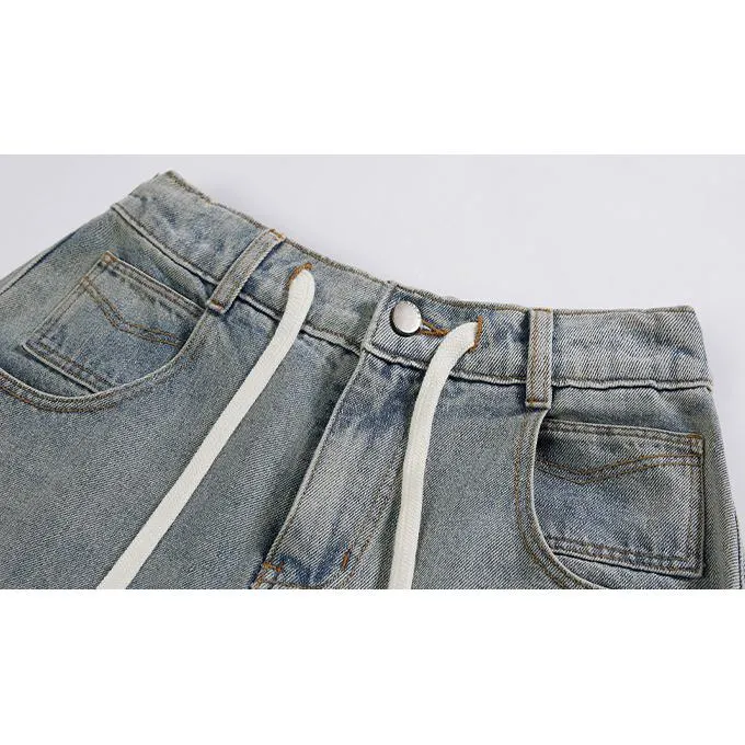 Straight Elastic Waist Straight Leg Casual Loose Fit Classic Jeans