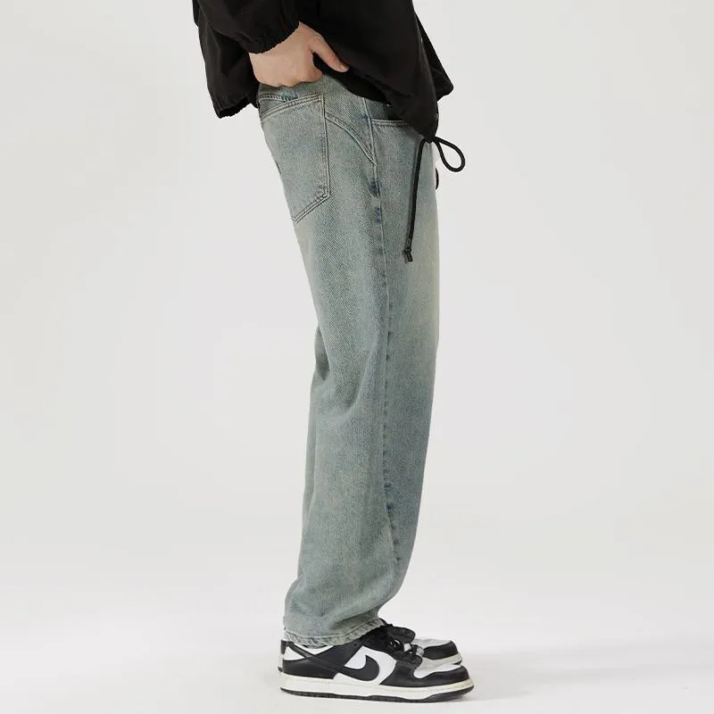 Straight Elastic Waist Straight Leg Casual Loose Fit Classic Jeans