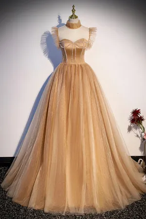 Sweet Tulle Long Prom Dresses Lovely A-Line Princess Dresses