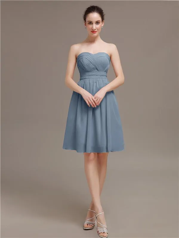 Sweetheart Chiffon A-line Short Bridesmaid Dresses