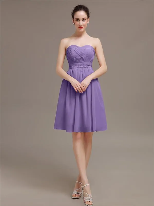 Sweetheart Chiffon A-line Short Bridesmaid Dresses