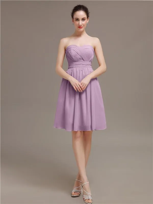 Sweetheart Chiffon A-line Short Bridesmaid Dresses