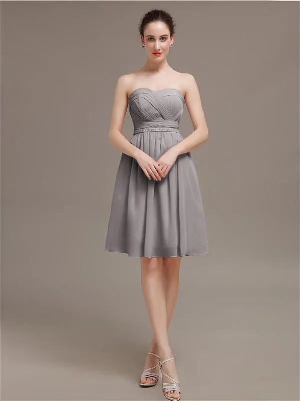 Sweetheart Chiffon A-line Short Bridesmaid Dresses