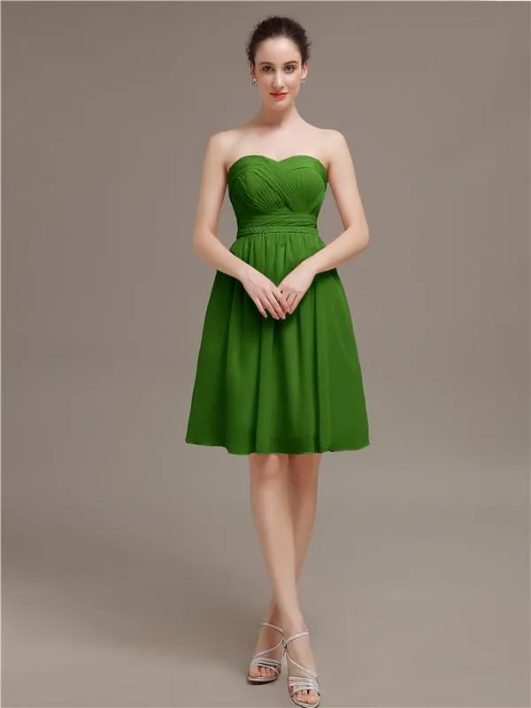 Sweetheart Chiffon A-line Short Bridesmaid Dresses