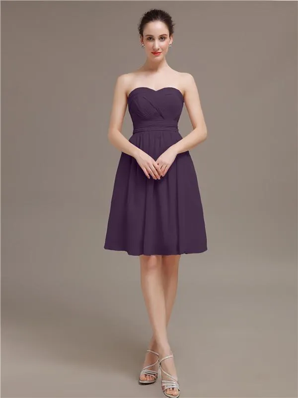 Sweetheart Chiffon A-line Short Bridesmaid Dresses