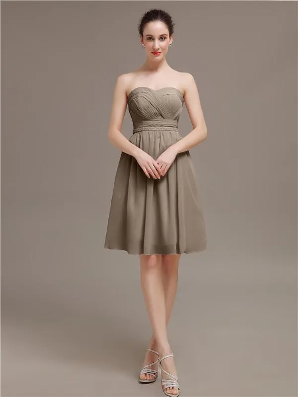 Sweetheart Chiffon A-line Short Bridesmaid Dresses