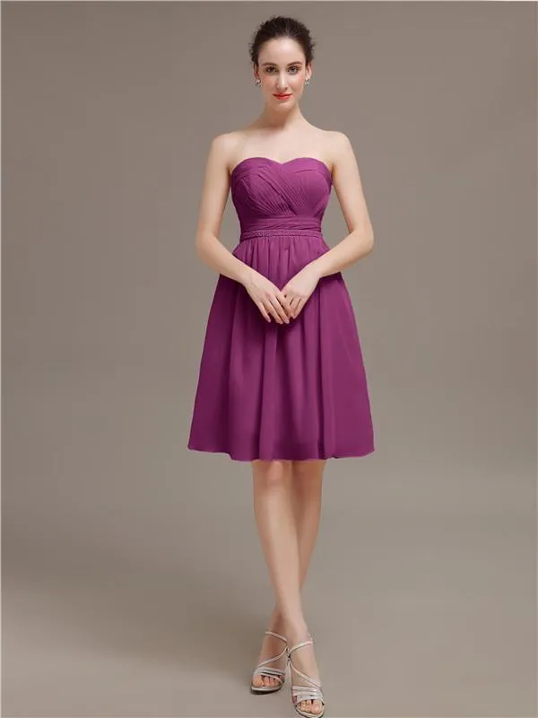 Sweetheart Chiffon A-line Short Bridesmaid Dresses
