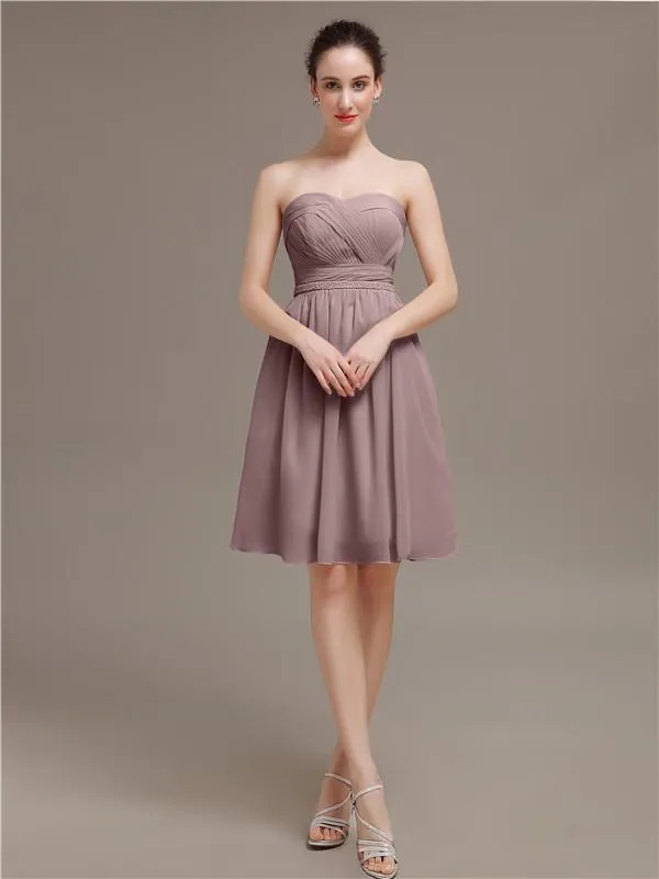 Sweetheart Chiffon A-line Short Bridesmaid Dresses