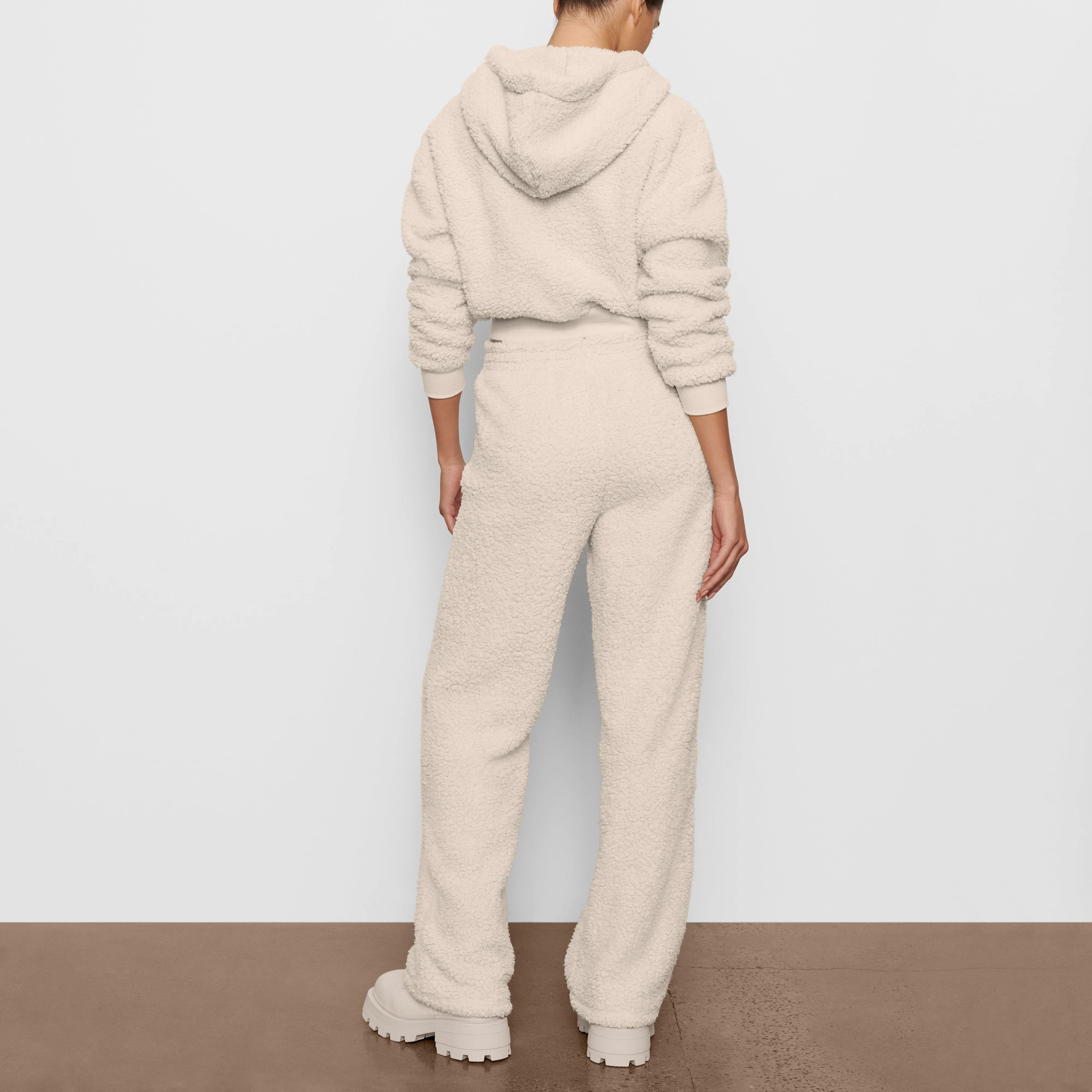 TEDDY ZIP UP HOODIE | BONE