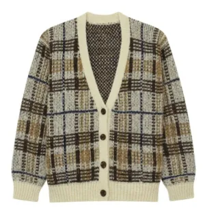 The Great - The Estate Cardigan in Toasted Walnut Plaid
