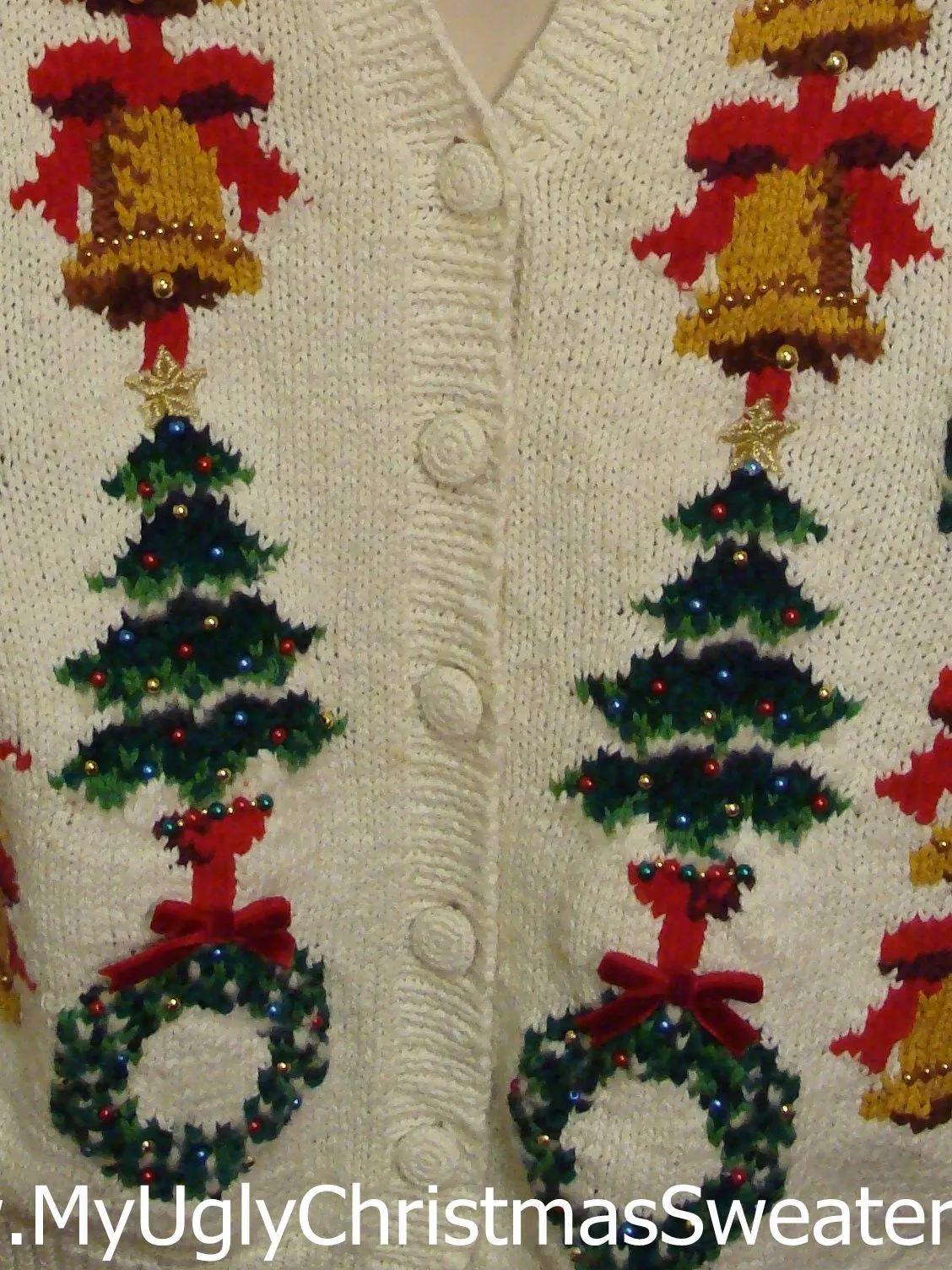 Ugliest Bad Christmas Sweaters 80s Cardigan
